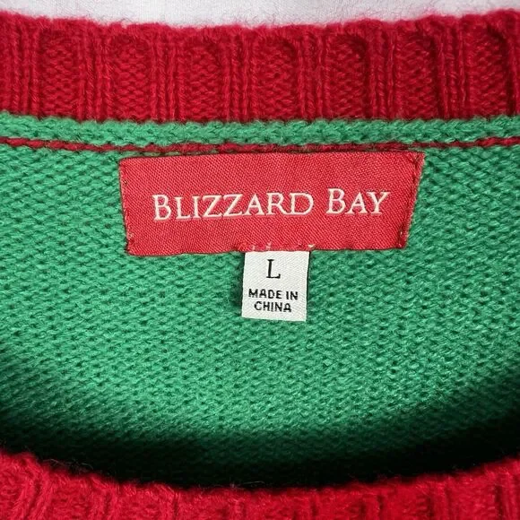 Blizzard Bay Green Ugly Christmas Cool Snowman Sunglasses Sweater Men’s Large - Picture 7 of 10